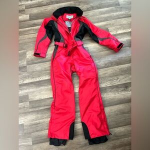 Obermeyer Vintage Snowsuit Red Women Gore Tex One Piece SKI Snow Bib  Size 10